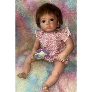 ES Reborn Baby Girl Doll Silicone Vinyl Limbs Cloth Body + Accessories (NWT)